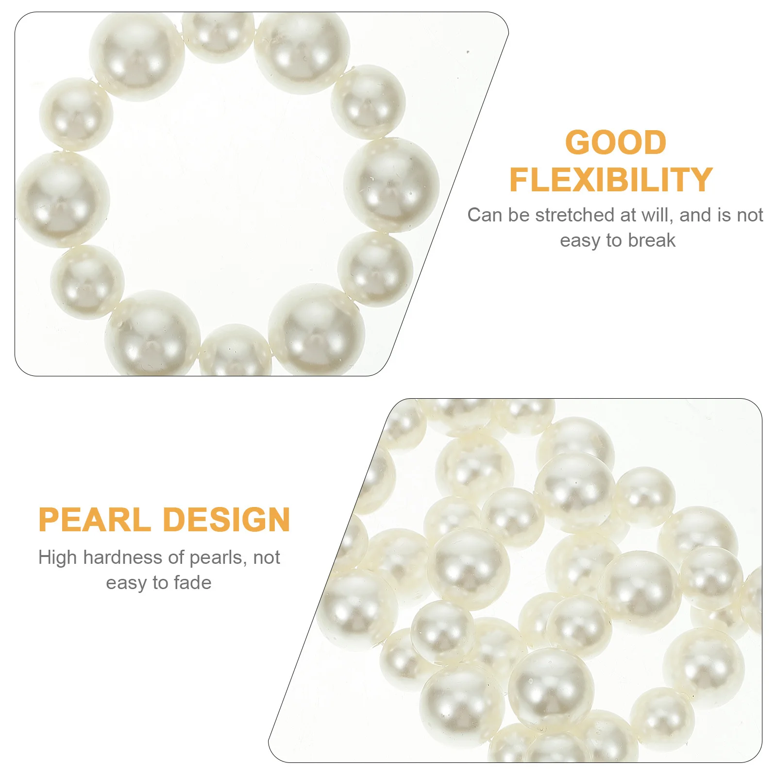 

4 pcs Pearl Ties Elastic Ponytail Holders For Thick Curly Hair Resin Rubber Band Women Girls Hair Rope Accessory