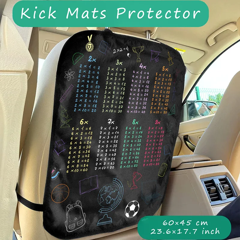 1pc Waterproof Car Seat Cover with Mathematical Multiplication Tables- Durable Polyester Kick Mat to Protect Against Dirt, Mud