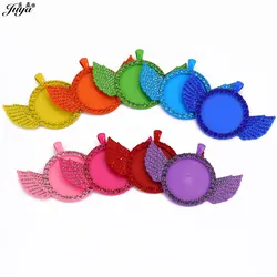 1pcs Colorful Wings Pendant Base 30mm Blank Cabochon Settings Zircon Bezles Tray Fit DIY Photo Jewelry Making Accessories