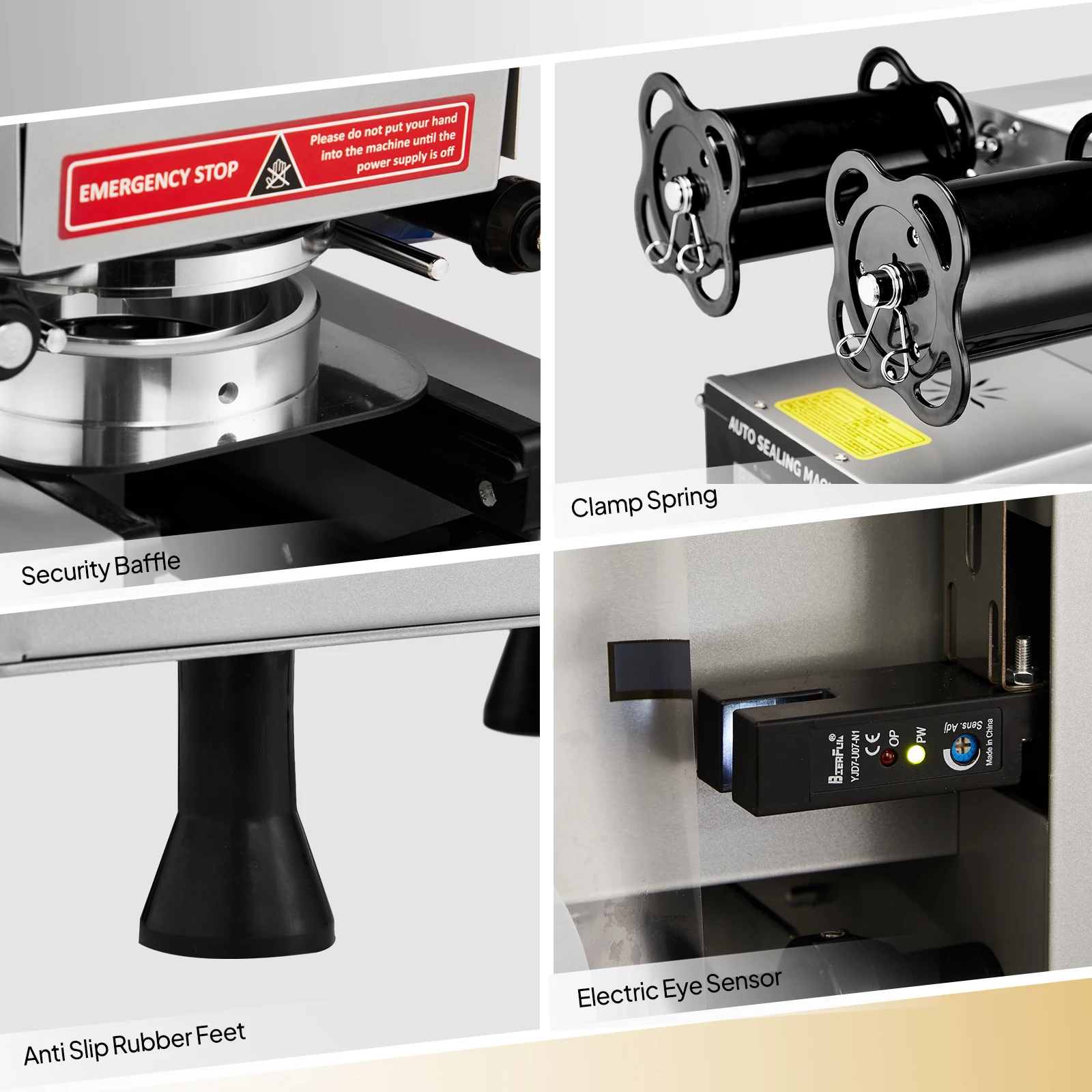 Máquina elétrica de selagem de copos com display LCD inteligente para café de chá de leite com bolhas, 500-650 xícaras/H, copo 88/89/90/95 mm, prata