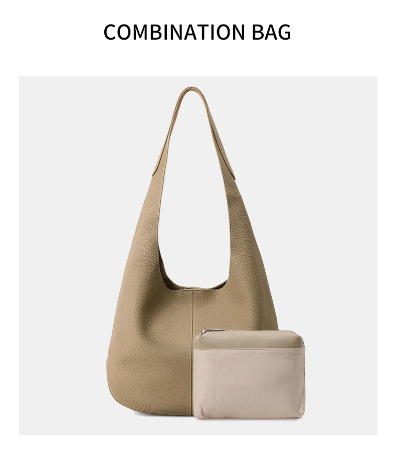 Aidrani Damen-Unterarm-Schultertasche aus echtem Rindsleder mit Lychee-Muster, Aufbewahrungstasche, leicht für Reisen – Detail 5