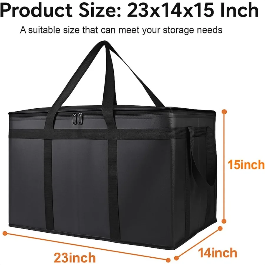 2パック断熱フードデリバリーバッグ XXXL グローサリーショッピング ケータリング ピザ クーラーバッグ 保冷保温 スタイロフォーム製キャリア Doordash Trav用