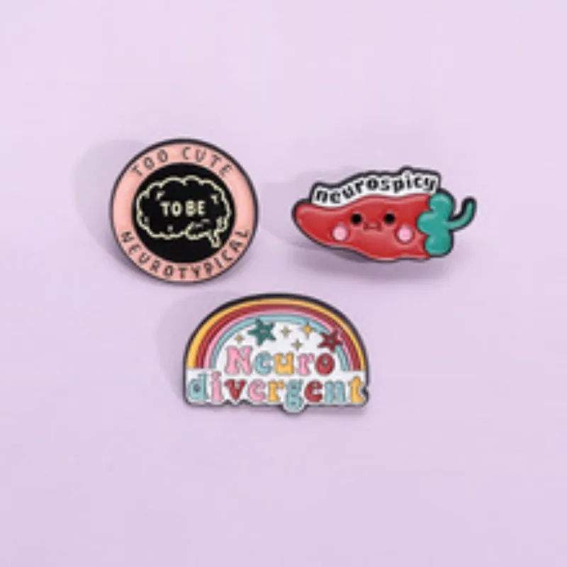 Cloud Dialog Pepper Enamel Pin Nerve Divergence Rainbow Gay Too Cute Typical Brain Spirit Brooch Badge Jewelry Gift Wholesale