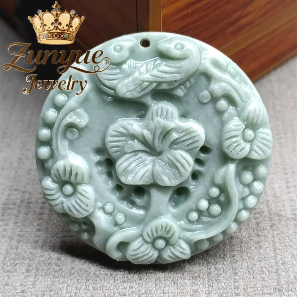 

Natural Jade Flowers Bloom Joy To The Eyebrows. Men's And Women's Jade Pendants, Jade Prosperity Pendant Necklaces Exquisite