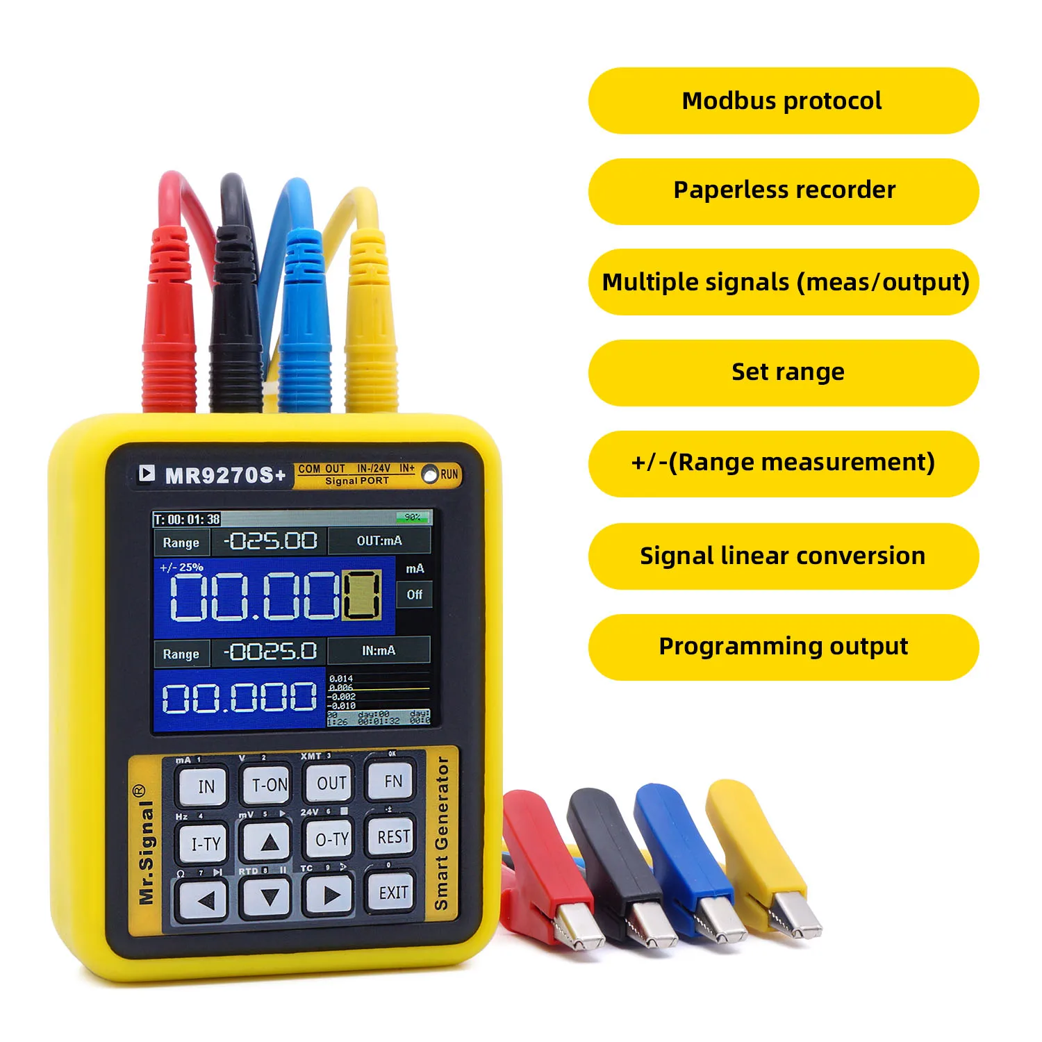 Imagem -02 - Handheld Termopar Pressão Transmissor Logger Gerador de Sinal Calibrar a Tensão Atual Pt100 Frequência Pid Mr9270s +420ma