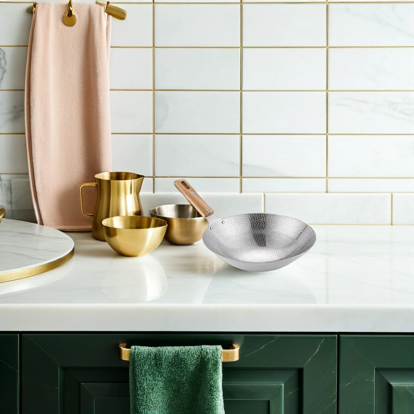 

Multipurpose Stainless Steel Wok Fry Pan Thickened Wear-Resistant Kitchen Cookware For Stove Stir-Fry Grilling With Handle