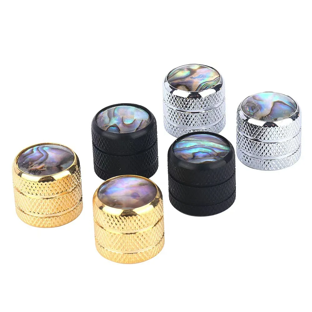 Upgrade Abalone Top Guitar Metal Knobs for Electric Guitar Bass Volume Tone Control with Luxury Shell Inlay