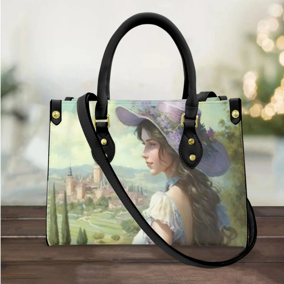 

FORUDESIGNS Women's Handbag Fashion Lady Leather Shoulder Bag Pretty Oil Painting Girls Casual Pouch for Female Elegant