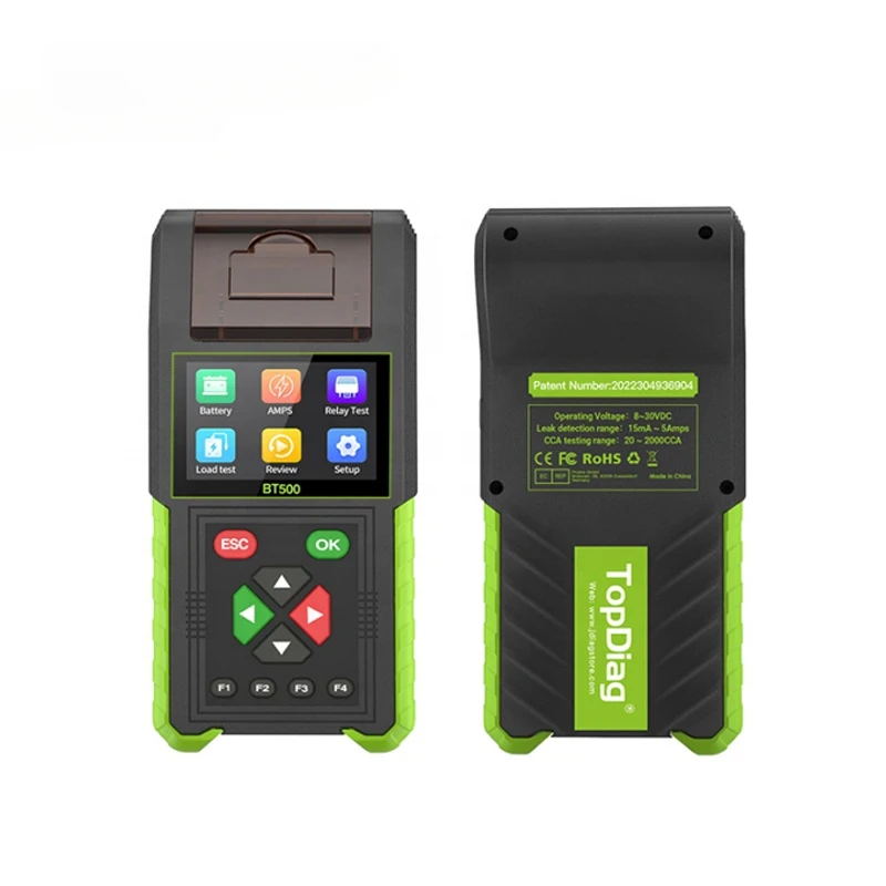 New TopDiag BT500 12V 24V Automotive Battery Tester 20-2000CCA Analyzer Vehicle Tool With Thermal Printer PK TOPDON BT600