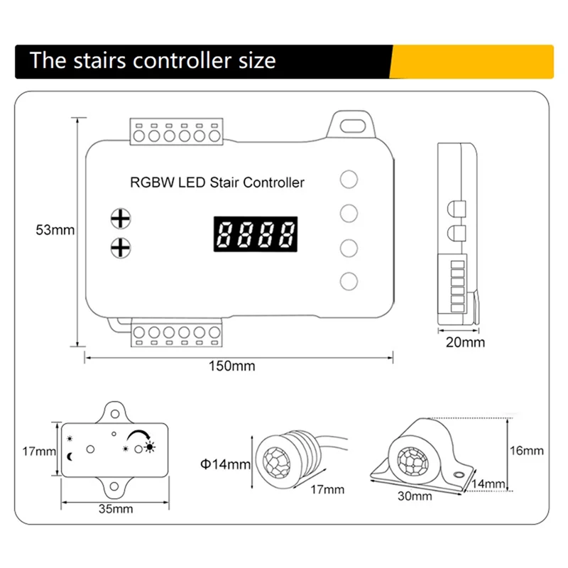 Lichtsensor Schakelaar Controller Menselijk Lichaam Sensor Traplichtcontroller Rgbw Kleurrijke Stap Licht Intelligente Controller