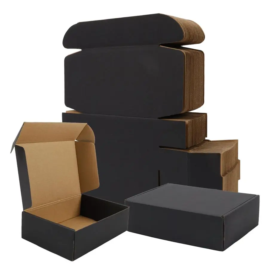 

7x5x2 Small Shipping Boxes 50 Pack, Black Corrugated Cardboard Mailer Boxes Bulk for Packaging Small Business Mailing Gift