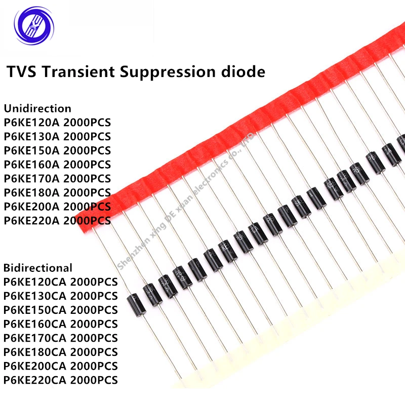 

2000Pcs P6KE120A P6KE120CA 130/150/160/170/180/200//220ACA TVS Transient Suppression diode Unidirectional/Bidirectional DIP DO15