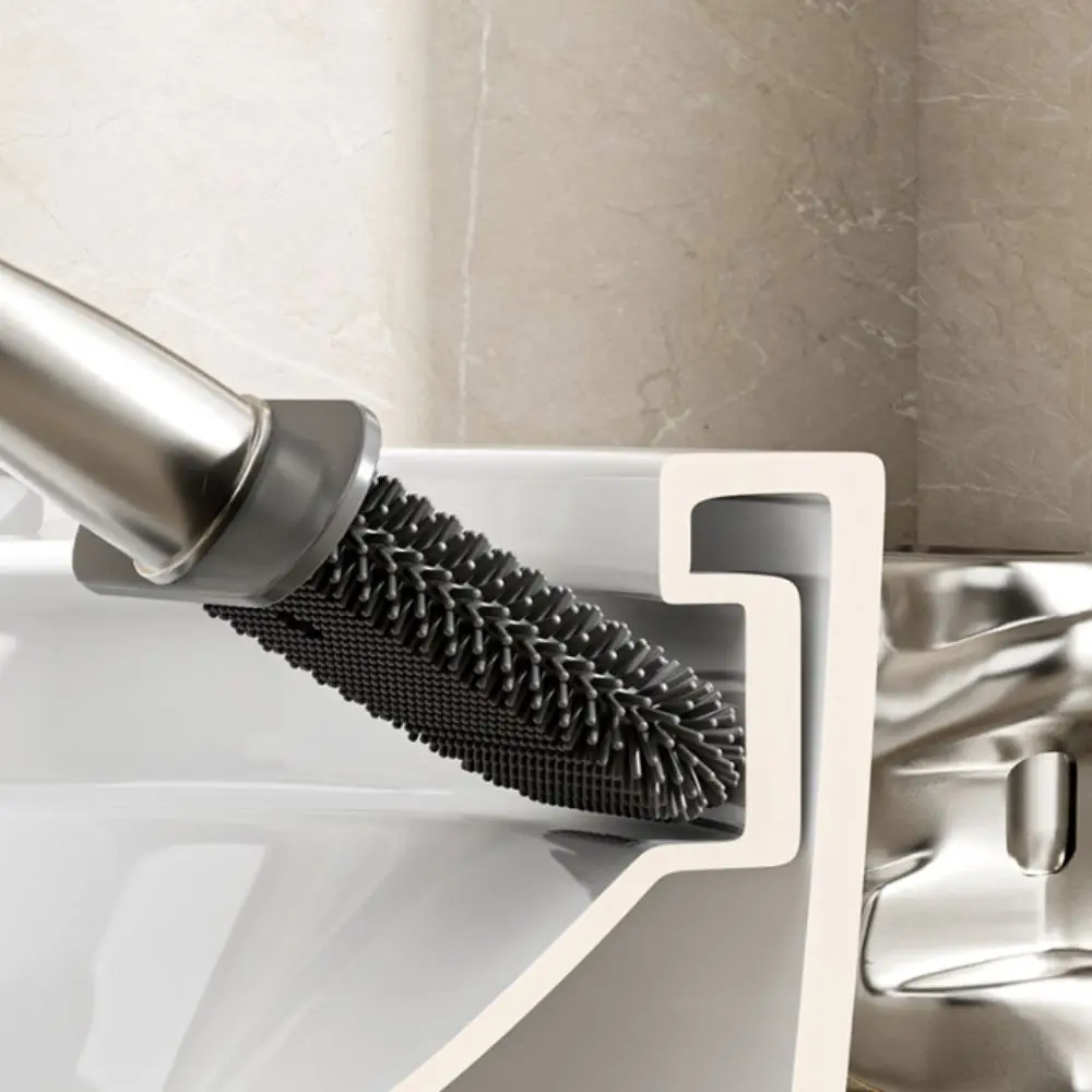 

Long Handle Toilet Brush Swan Design Black Color Toilet Bowl Cleaner Animal Shaped Compact Size Wall Mounted Brush