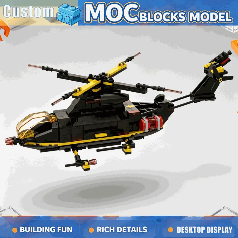 365 PCS MOC Stealth Helicopter Modular Building Blocks 3 Combined Modules DIY Creative Assembly Educational Toy Christmas Gift