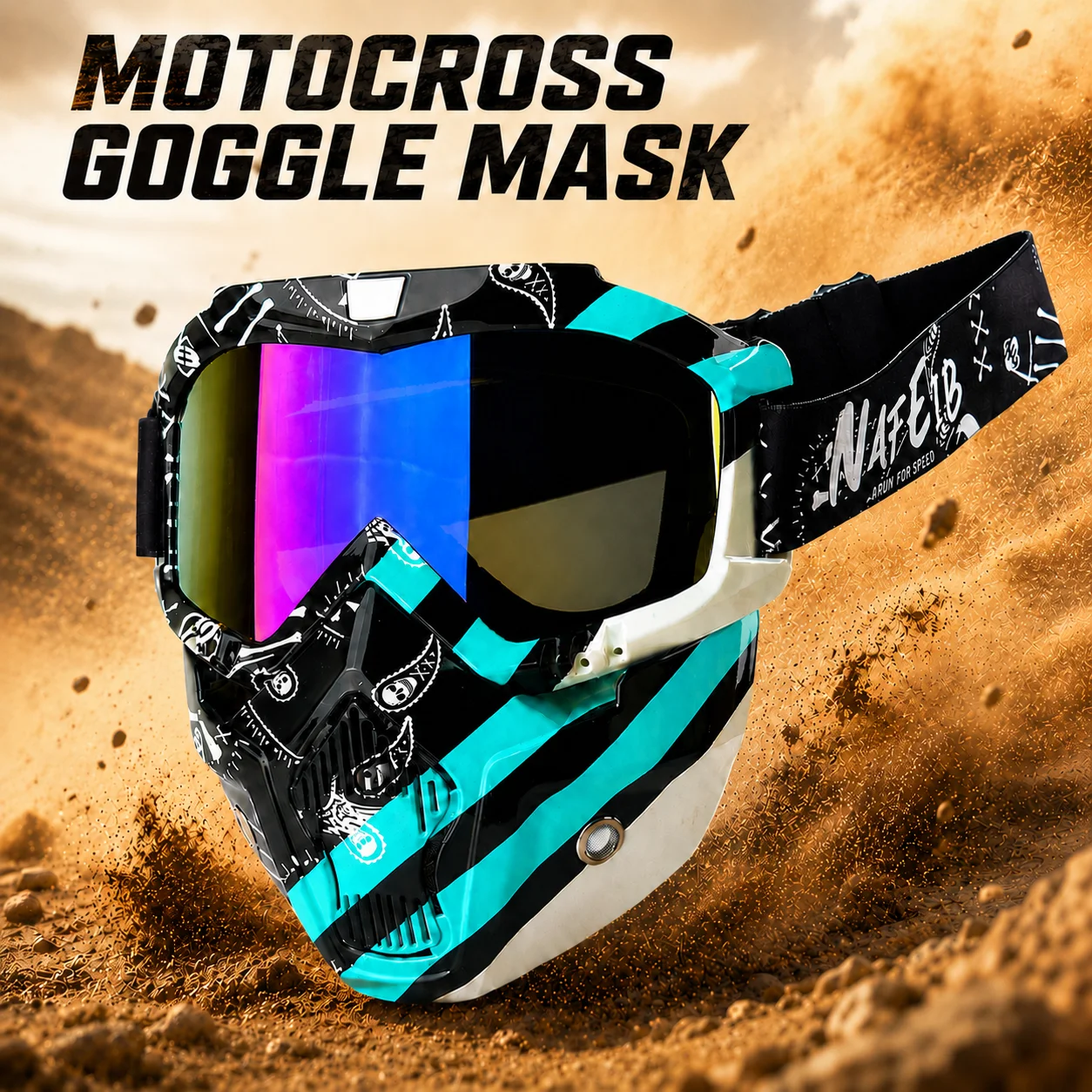 Full Face Motocross Goggles with UV400 Protection HD Clarity TPU Frame Motorcycle Windshield Off-Road ATV Racing Goggles