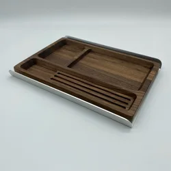 Kashcy Solid Wooden & Aluminum Alloy Desk Tray Storage With Grove made Style Walnut Ash Wood