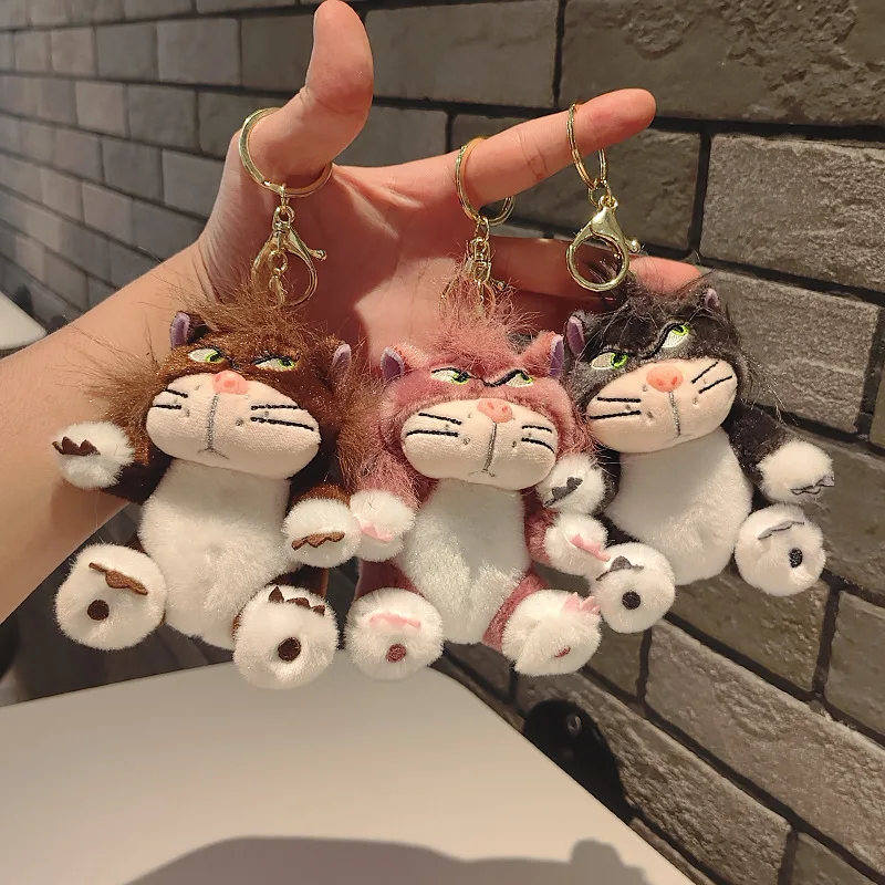 Funny Lucifer Cat keychain plush pendant creative cross-eyed kitten bag pendant doll small doll 12CM