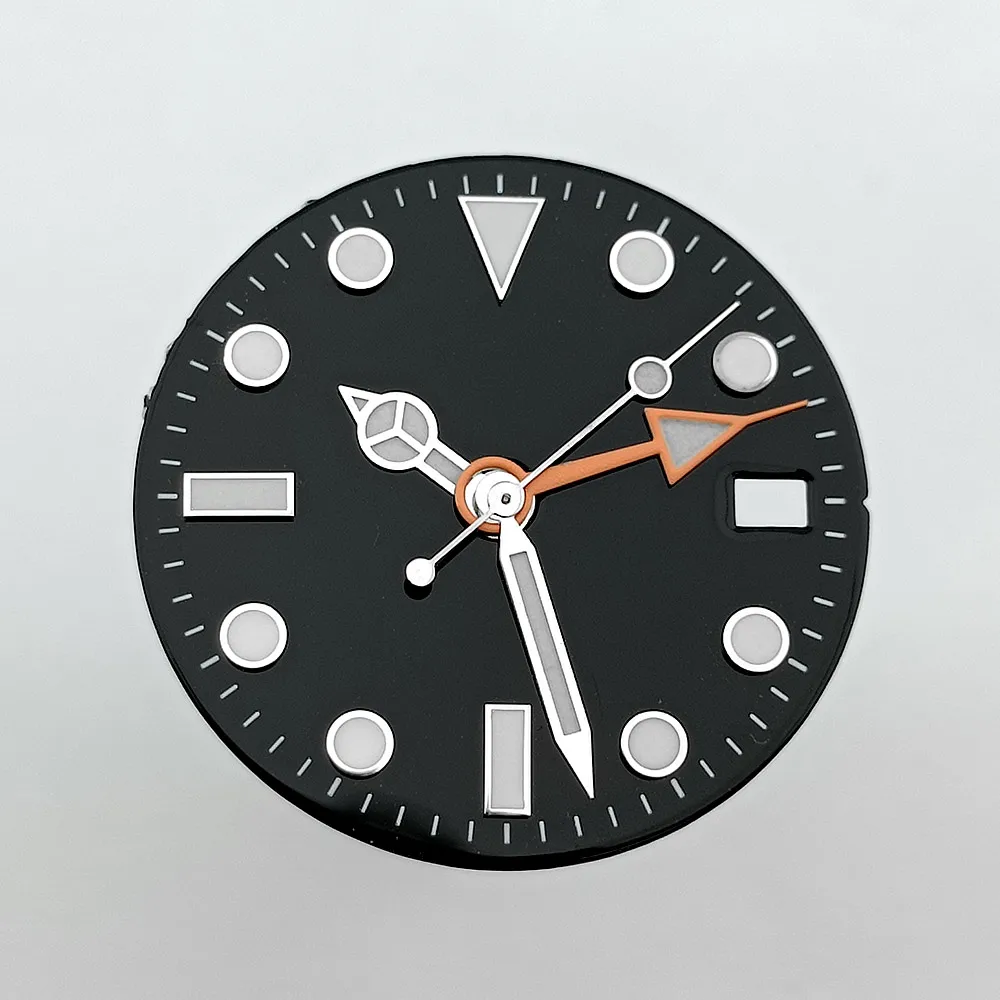 28,5 m Zifferblatt GMT Uhrenzifferblätter passend für NH34/NH35 Uhrwerk BGW9 Blaue Leuchtzeiger Uhrenteile Zubehör Zifferblatt Zeiger – Detail 7