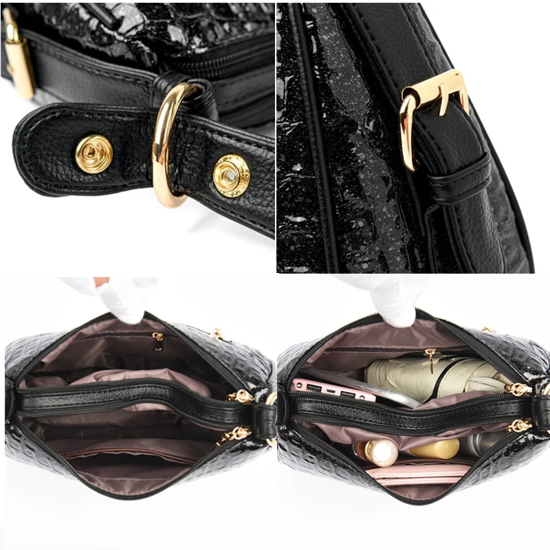 High Quality Crocodile Leather Pattern Shoulder Messenger Bag for Women 2023 Fashion Solid Color Luxury Ladies Handbag Women Bag