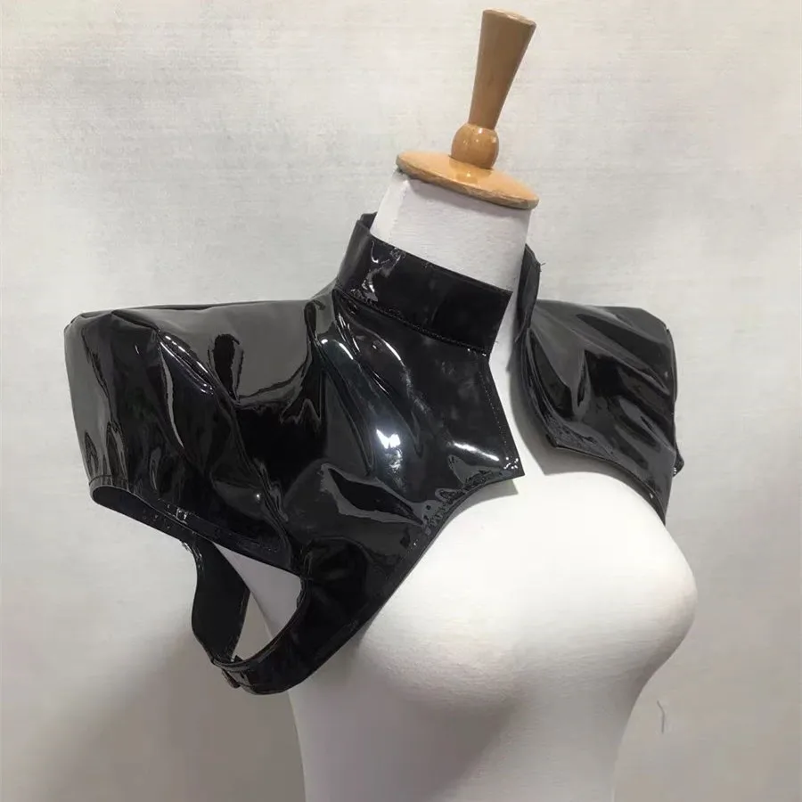 

Unisex Gold Silver Leather Shoulder Pad Armor Jazz Dance Vest Male Women Dancer Team Performance Clothes Bar Stage Accessories