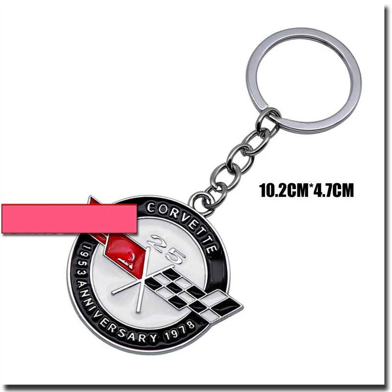 For Corvette C2 C3 C4 C5 C6 C7 C6-R C8 Key Chain Racing Style Metal Car Keyring Badge Chevrolet Key Universal Pendant