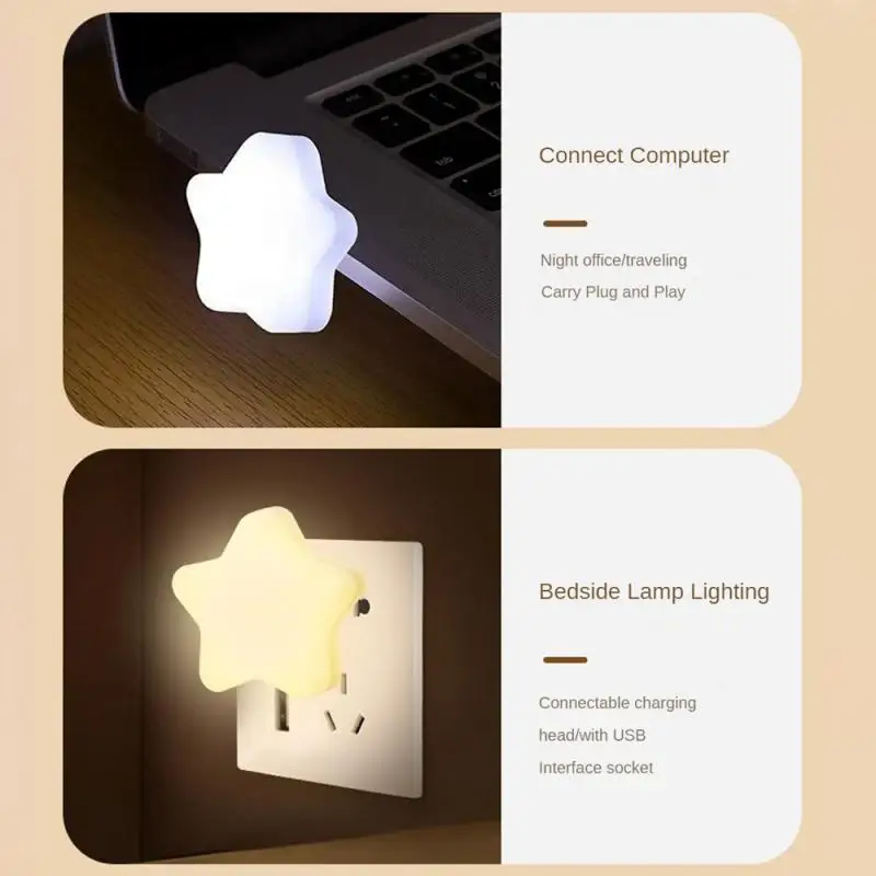 Mini USB LED Night Light Wireless Night Light Recharge Bedroom Bedside Kitchen Lamp Cartoon Decoration Table Lamp For Kids Gift