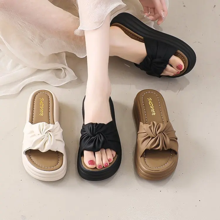 Super Soft-soled Slippers for Women Platform Platform Flip-flops for Summer Height-raising Beach Slippers for Women