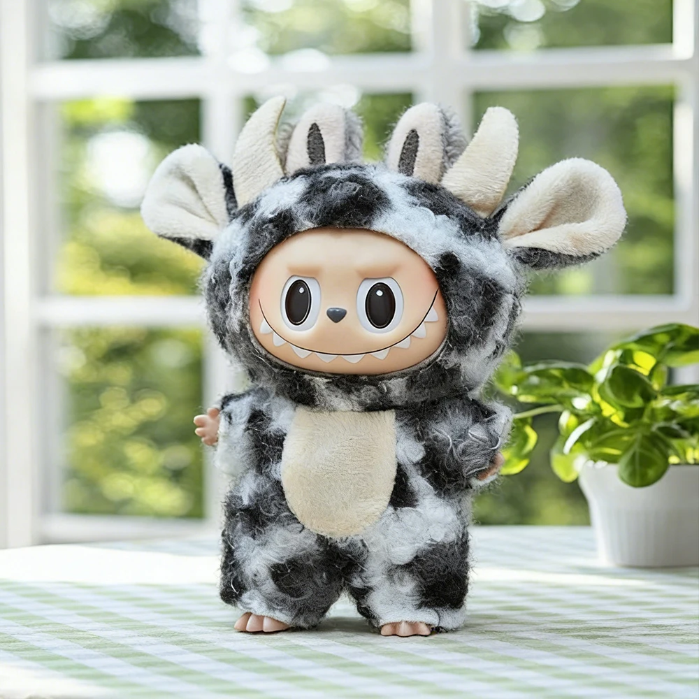 17CM 라부부 귀여운 동물 만화 캐릭터 패션 의상 카와이 스웨터 바지 세트 가을 겨울 데일리 플레이 액세서리 휴일 선물