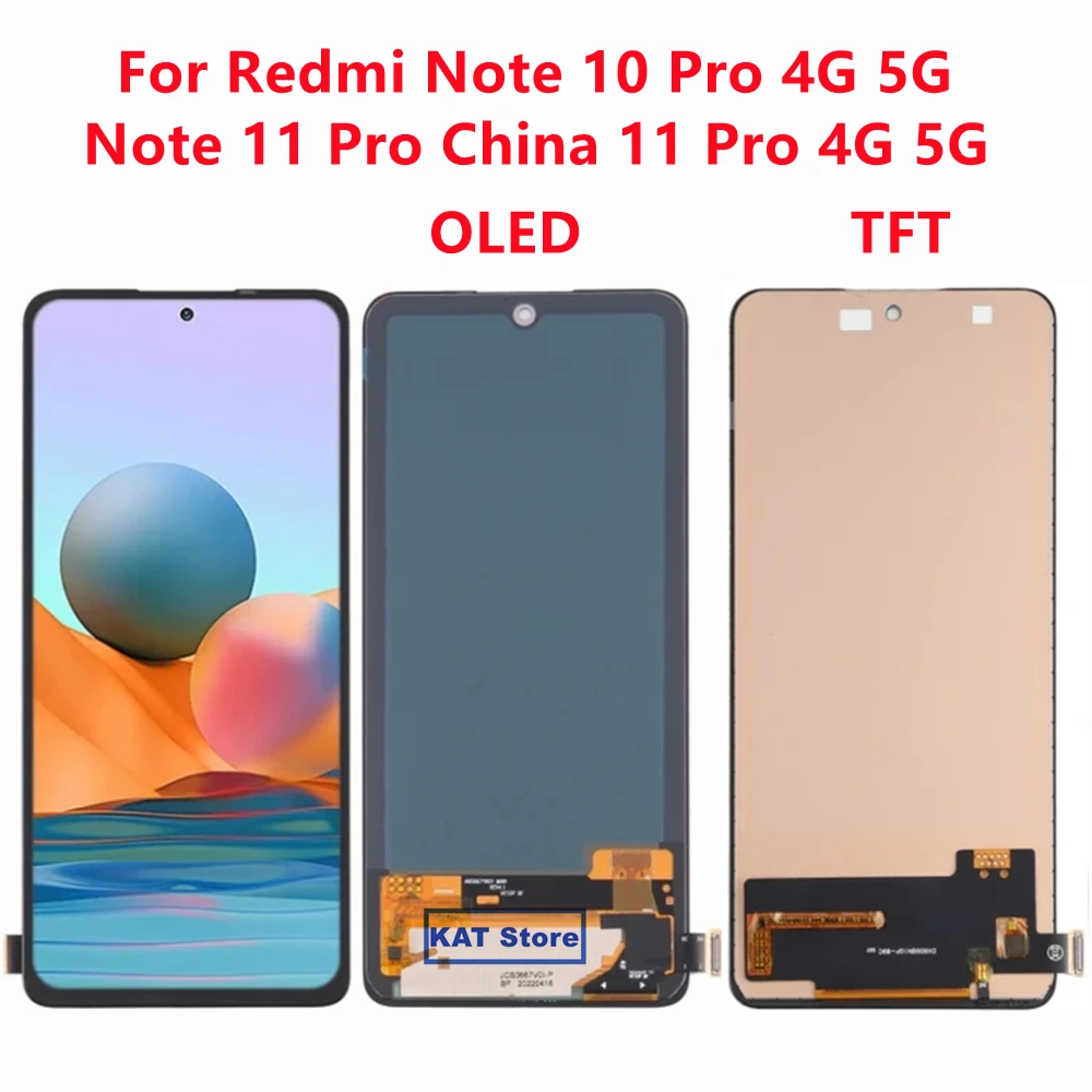 

Для Redmi Note 10 Pro 4G 5G Note 11 Pro China 11 Pro 4G 5G Pro + India, ЖК-экран, сенсорный дигитайзер, полная сборка, замена