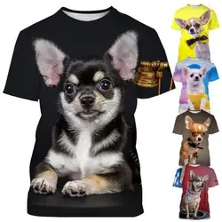 Nuova moda estiva animale cane Chihuahua 3d stampato t-shirt da uomo donna per bambini Street Casual top traspirante leggero