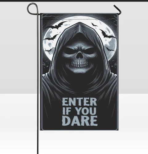 Enter If You Dare Skeleton Reaper Garden Flag Decor Halloween Hello Fall 12x18 ZZO EEZ