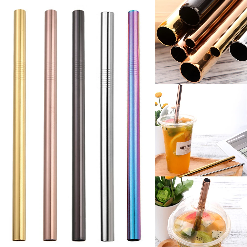 304 Stainless Steel Straw Large Pearl Milk Tea Juice Straight Drink 12mm Drinking Straw Fat Bubble Tea Straws Bar Cocktail Party