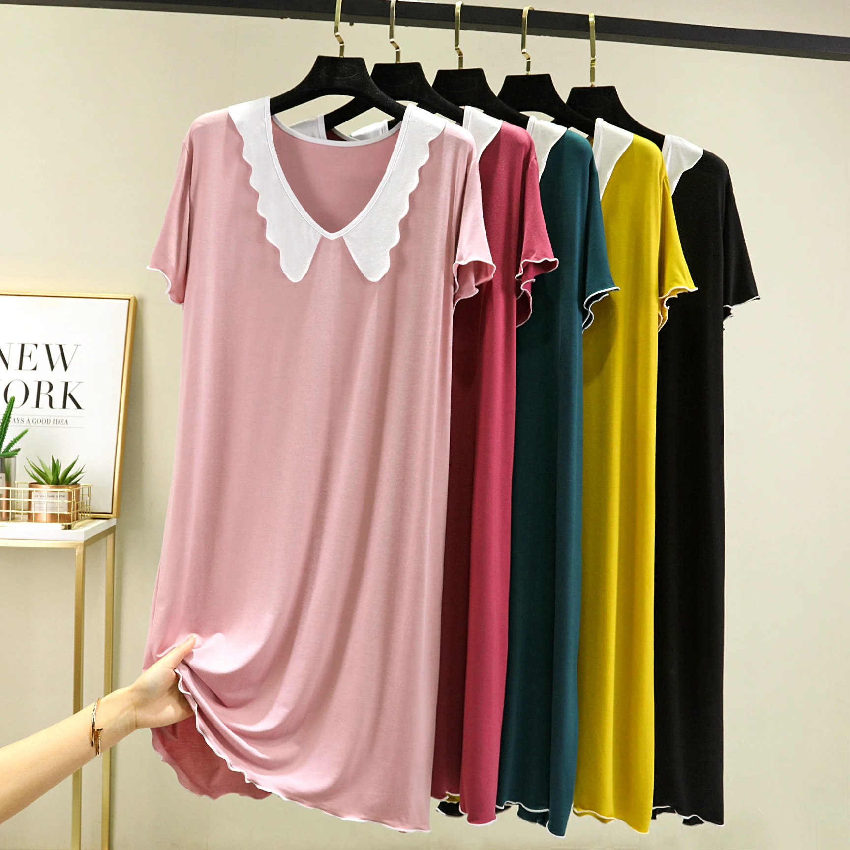 الصيف عارضة مشروط ort Sve V-Ne Dr المرأة فضفاضة كبيرة الحجم الركبة طول ألف خط Dr مريحة Spwear Dr