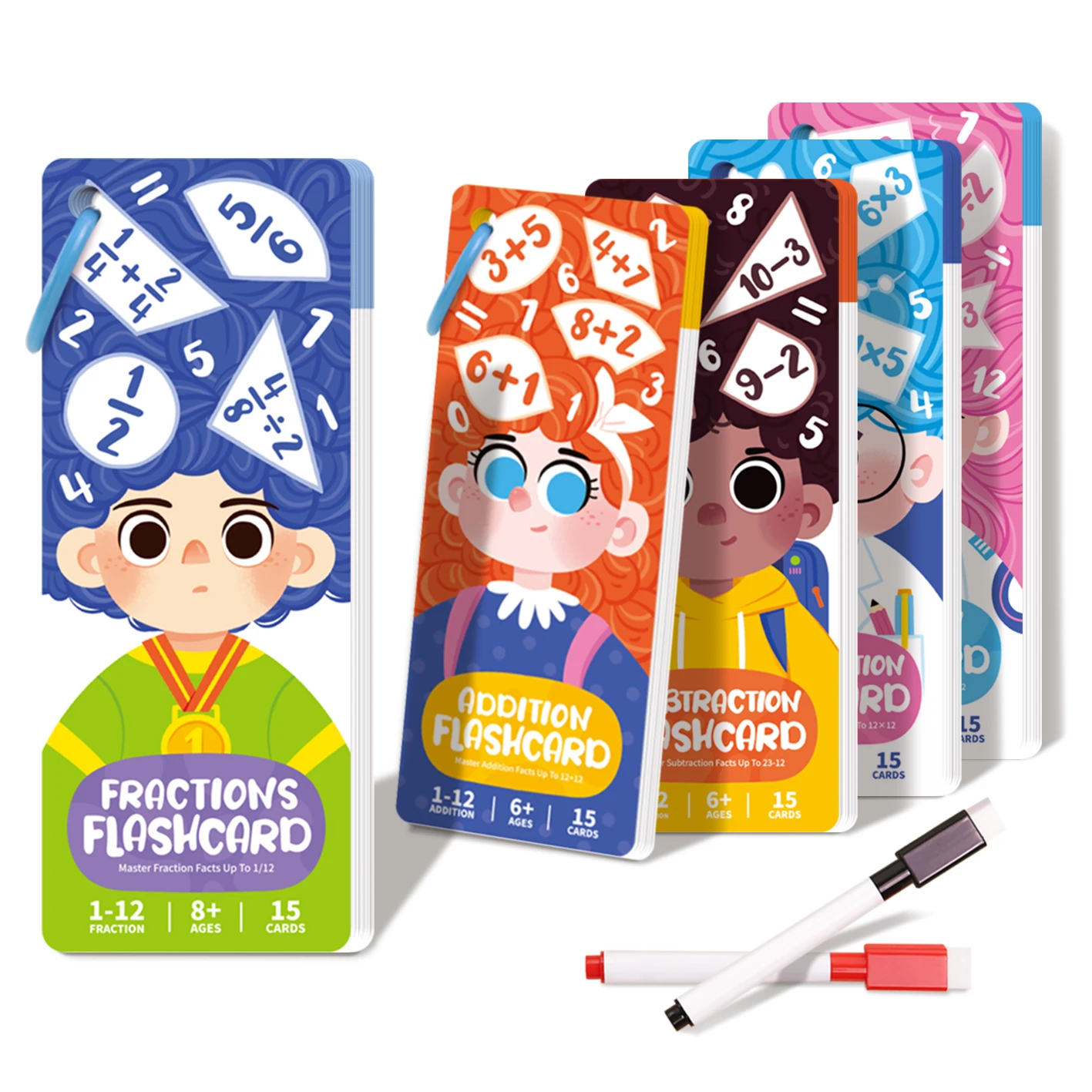 数学フラッシュカード 足し算/引き算/掛け算/割り算/分数 学習玩具 モンテッソーリ数学教育ゲーム
