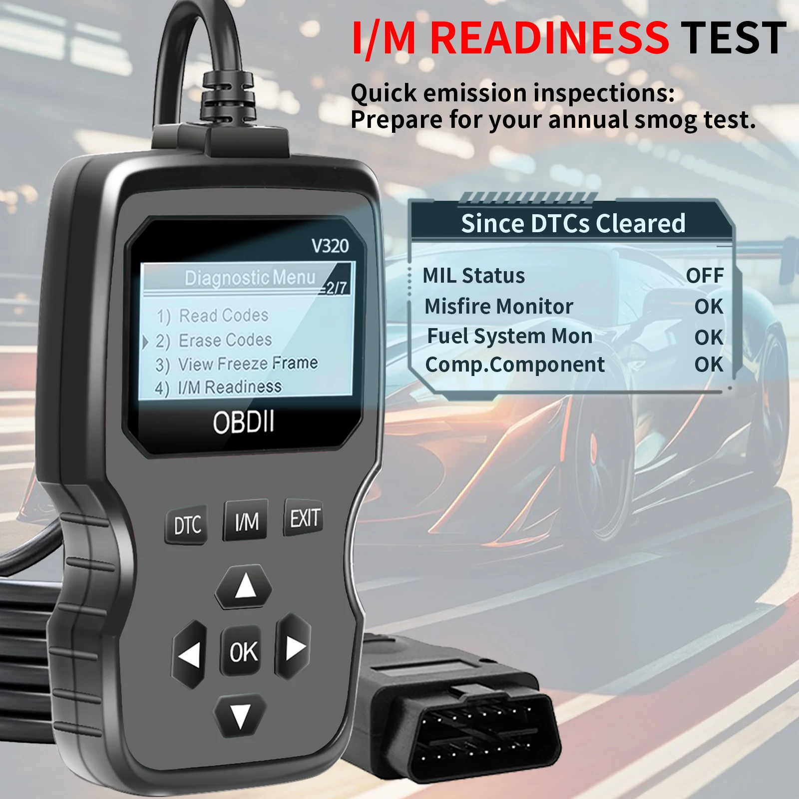 الماسح الضوئي لتشخيص السيارة [V320] - قارئ رمز الأخطاء لمدة 10 ثوانٍ، مناسب لـ 99% من المركبات (متوافق مع Obd2/Eobd)، مناسب لميكانيكا اليدوية والمهنية.