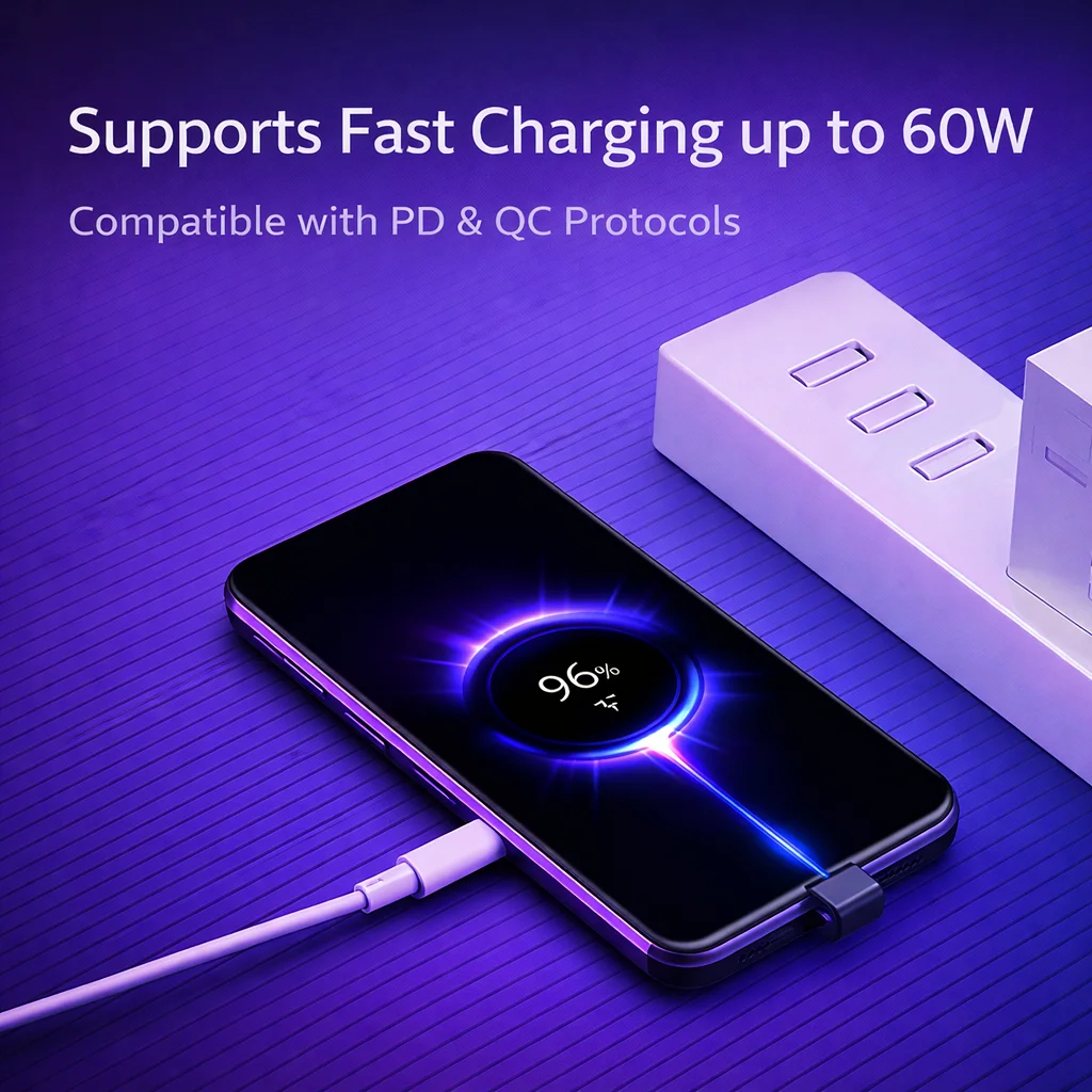 Right Angle Type-C Adapter with FPC Cable, Reduce Plug Wear, 60W Charging, Audio & 10Gbps Data Support