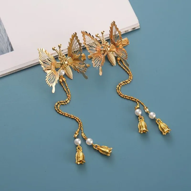 

Заколка для волос с бабочкой, боковой зажим, заколка для волос для девочек, головной убор, элегантная заколка с кисточкой в виде бабочки, женская мода, милая, движущаяся, летающая