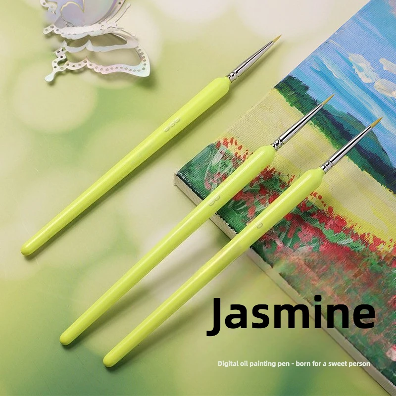 3pc Jasmine/Mint DIY Digital Oil Painting Acrylic Watercolor Brush Art Student Specific Small Color Block Hook Line Coloring Pen