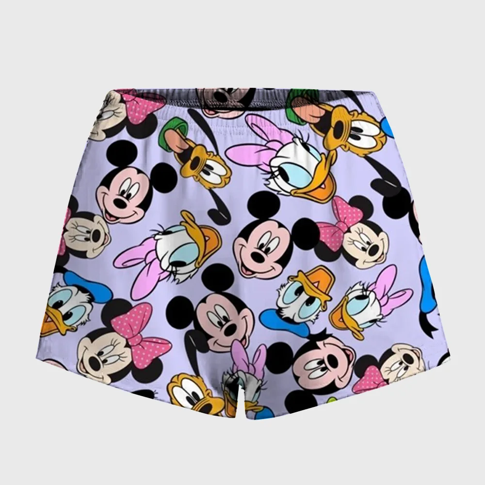 Damskie krótkie legginsy sportowe z nadrukiem Disneya Myszka Miki i Minnie, elastyczne, miękkie, cienkie, do noszenia na co dzień. ﻿