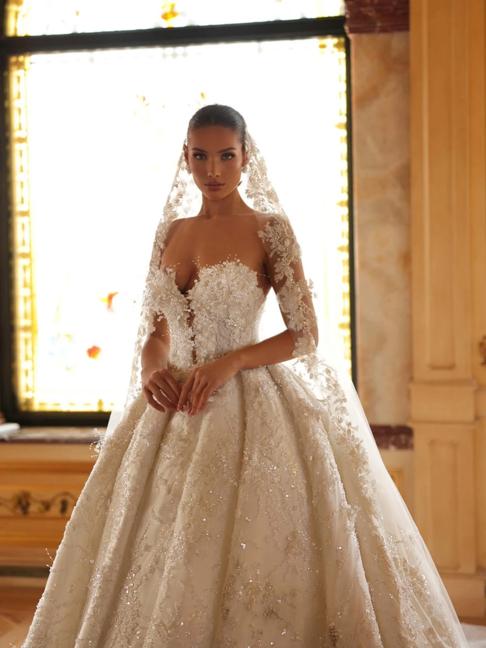 Borduren Parels Prinses Jurken Trouwjurk Dromerige Sweetheart Hals Bruidsjurk Nieuwe Aangepaste Luxe Jurken Voor Bruid