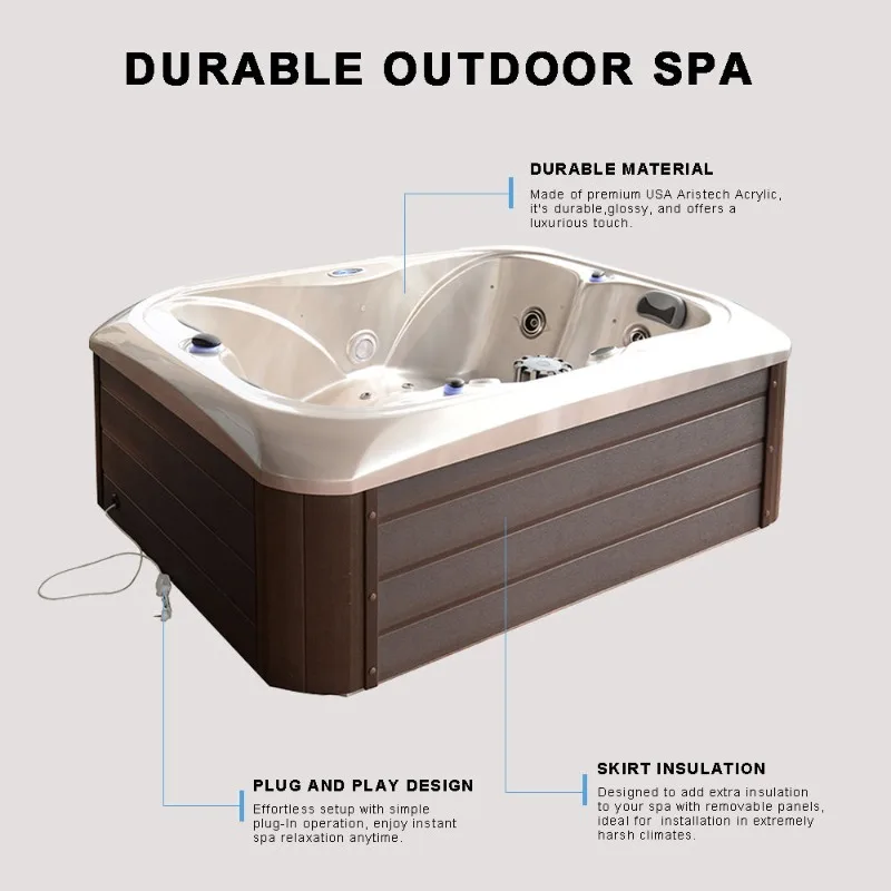 Smart Control Panel Whirlpool Jacuzzi Massage Bathtub Hot Tub Spa Hydrotherapy Acrylic 6 Person Constant Heat Jets