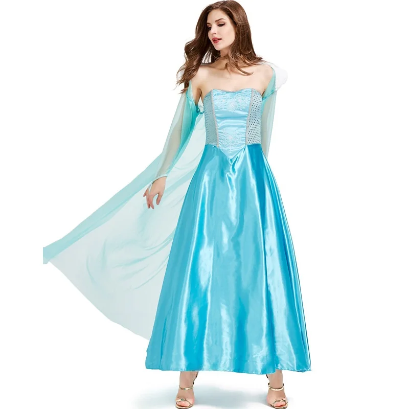 loween Queen of Snows Princ Dr Robe Cosplay Elsa Long Skirt Women's Costume Traditional Hanfu Stage Performance Clot...