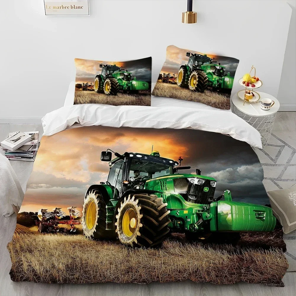 

3D Print Car Tractor Truck Series Comforter Bedding Set,Duvet Cover Bed Set Quilt Cover Pillowcase,King Queen Size Bedding Set