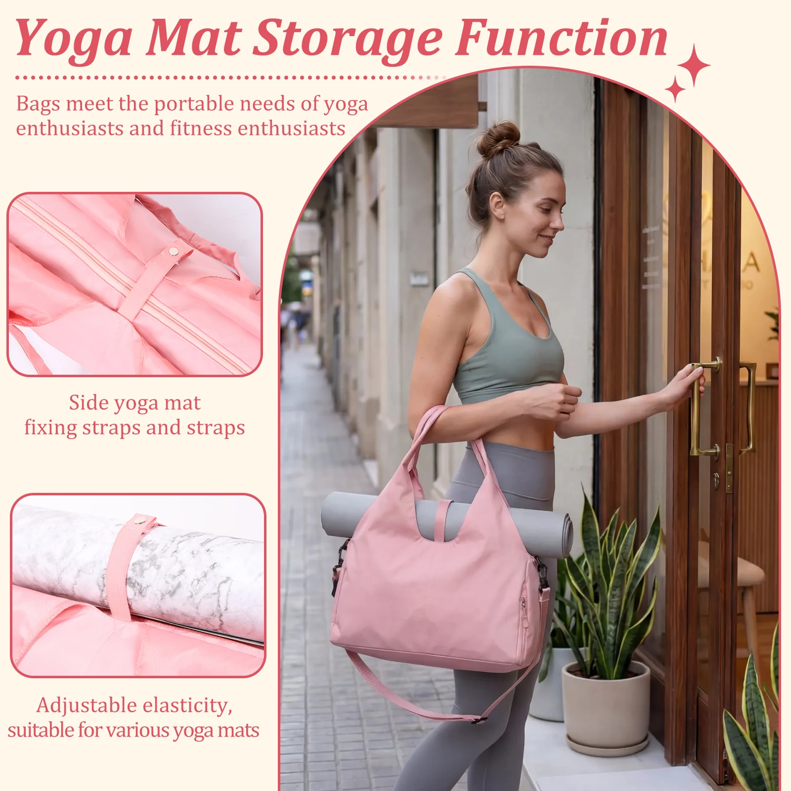Yoga Mat Bag Portable Gym Bag with Shoes Compartment and Wet Dry Storage Pocket Yoga Tote with Adjustable Strap for Daily Travel