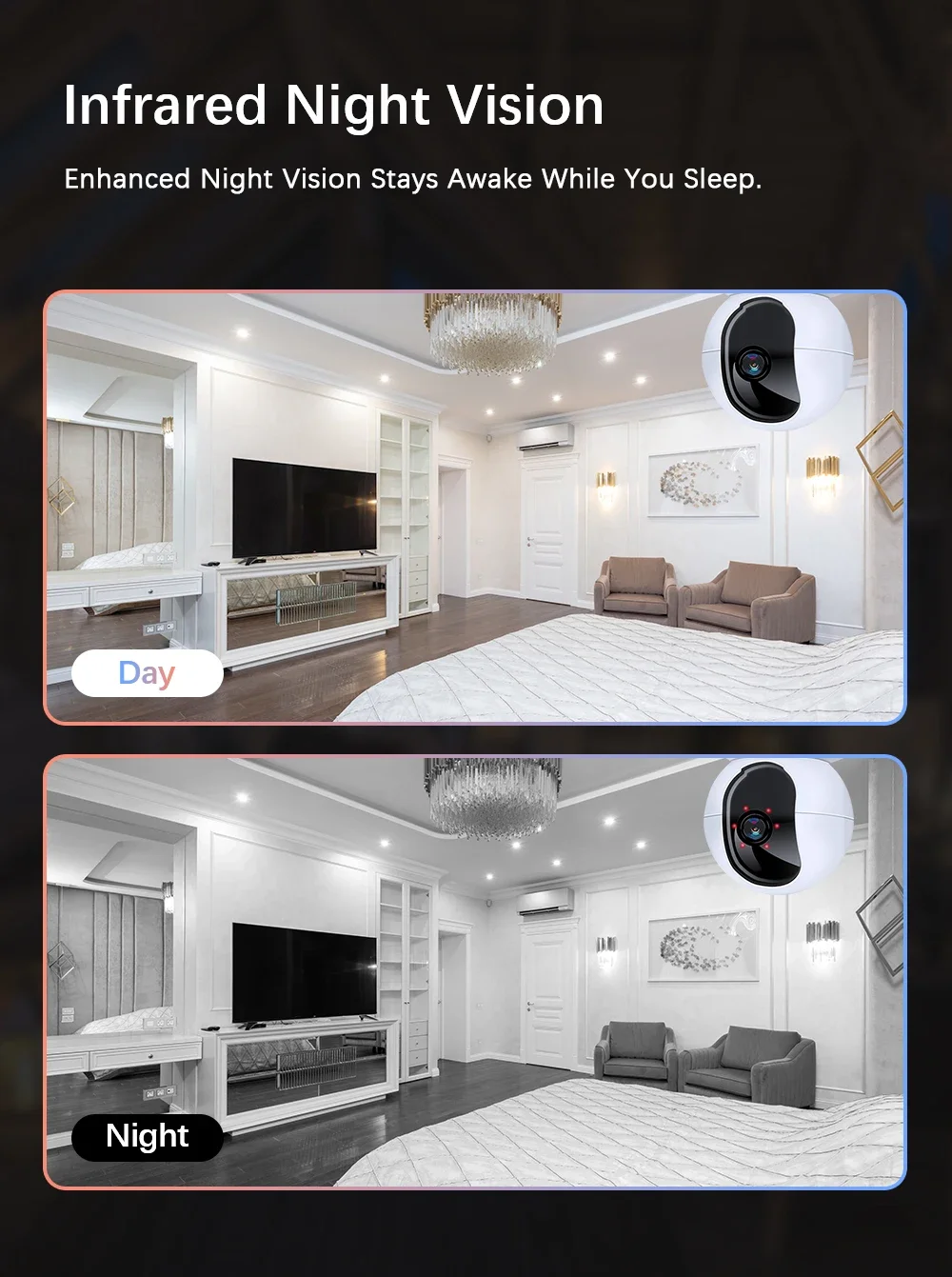 كاميرا 2MP بعدسة مزدوجة ذكية 2.4G WIFI Home 1080P HD شاشة مزدوجة كاميرات مراقبة فيديو لاسلكية داخلية