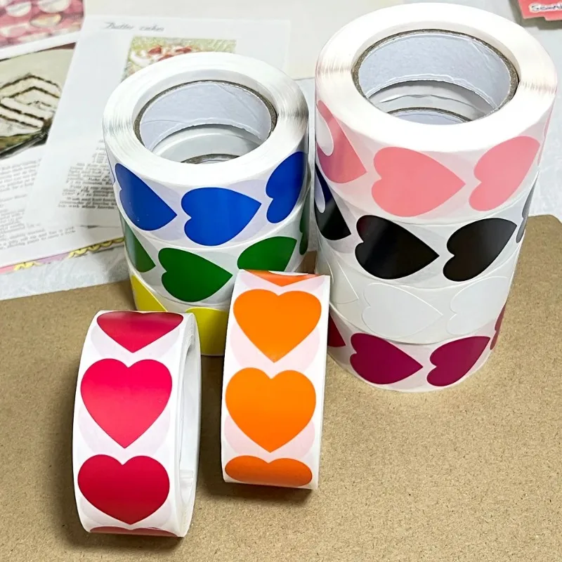 2.5cm Colorful Paper Stickers Sealing Labels Heart Blank Handmade Sticker  Scrapbooking Stickers Party Gift Decorations Labels