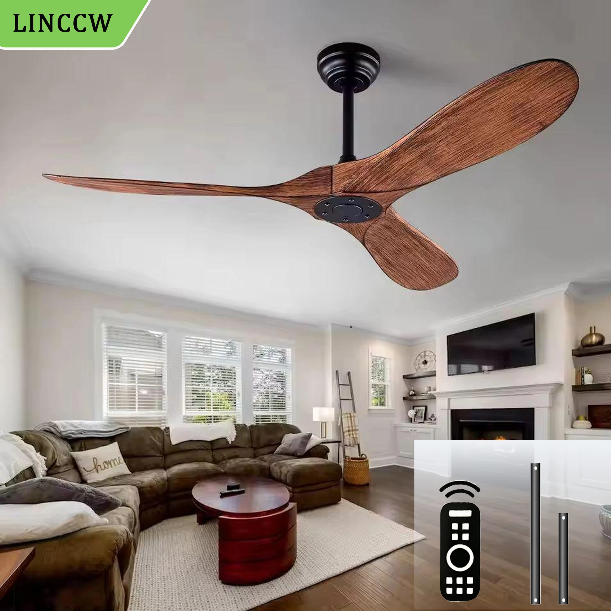 52 60 Inch Modern Ceiling Fan No Light 3 ABS Blades 6 Speeds Ceiling Fans Reversible Quiet DC Motor Electric Fan Indoor Outdoor