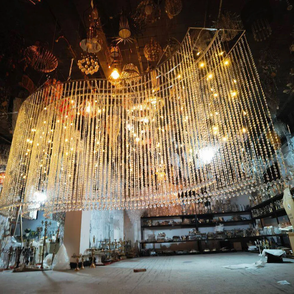 

200CMAcrylic Crystal Bead Curtain luxury Long Chandeliers for Wedding Party Display Window Stage Lighting Venue Decoration