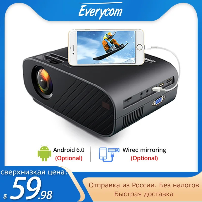 

Everycom M7 LED Video Projector 720P Portable Optional Android Wifi Bluetooth Beamer Support Full HD 1080P Home Theater Cinema