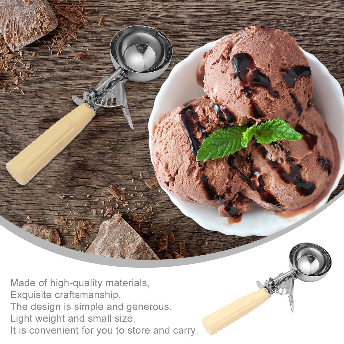 

Ice Cream Scoop Fruit Baller Stainless Steel Kitchen Tool Lightweight Ergonomic Design Easy Clean Practical Universal Melon